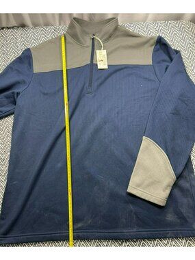 RedHead Men's Two-Tone Blue & Gray Quarter-Zip Pullover Large Waffle Knit NWT